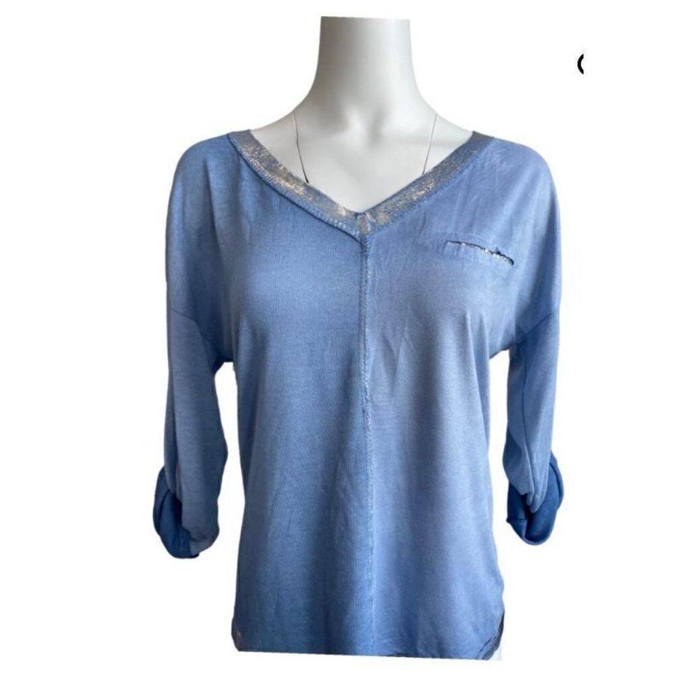 Gigi Moda women’s embellished shimmer sparkle, long sleeve, top size medium